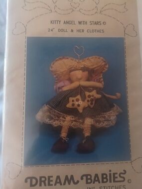 Dream-Babies Kitty Angel Fabric Doll — and Stars, 24" Doll